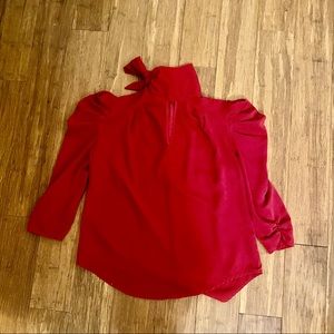 New York and company red puff quarter sleeve L top